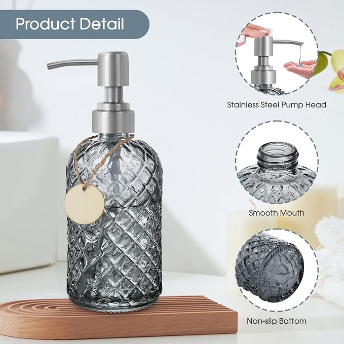 Gem-Patterned Glass Soap Dispenser - Image 3