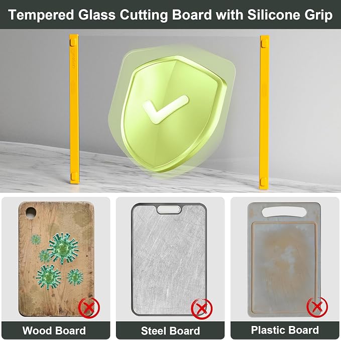 Tempered Glass Cutting Board for Kitchen, 12x16" & 12x8" 2 Pcs, Heat Resistant - Image 7
