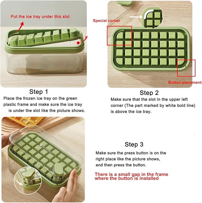 Ice Cube Tray with Lid and Bin for Freezer, 2 Pack - Image 2