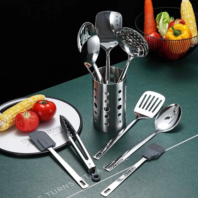Stainless Steel Cooking Utensils Set, Berglander 13 Pieces Kitchen Utensils Set - Image 4