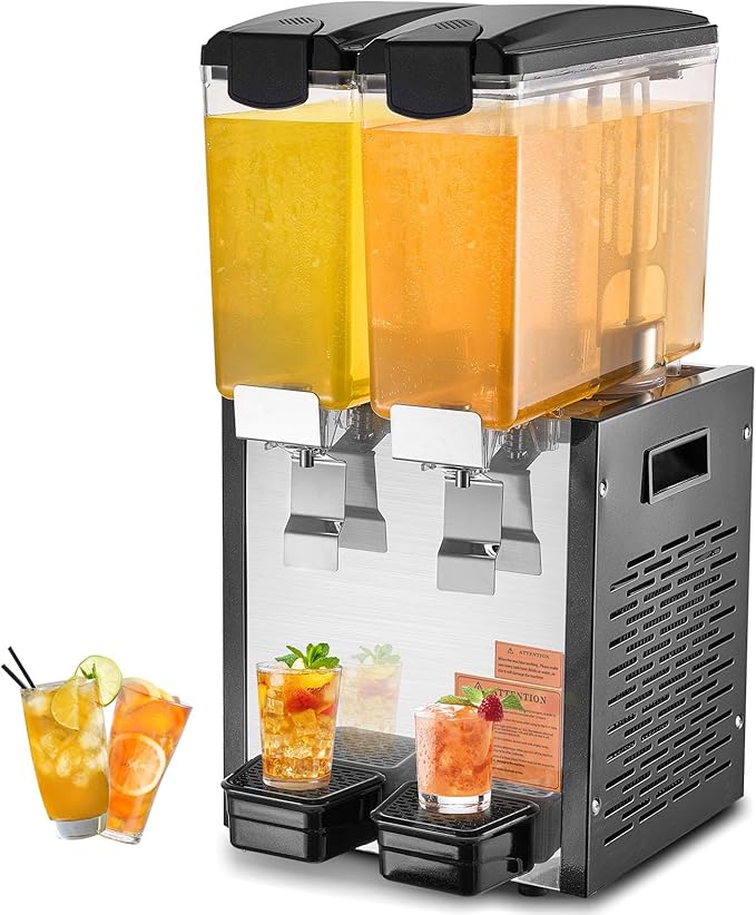 VEVOR Commercial Beverage Dispenser, 2 Tanks 10 L / 10.6 QT Per Tank Juice by VEVOR
