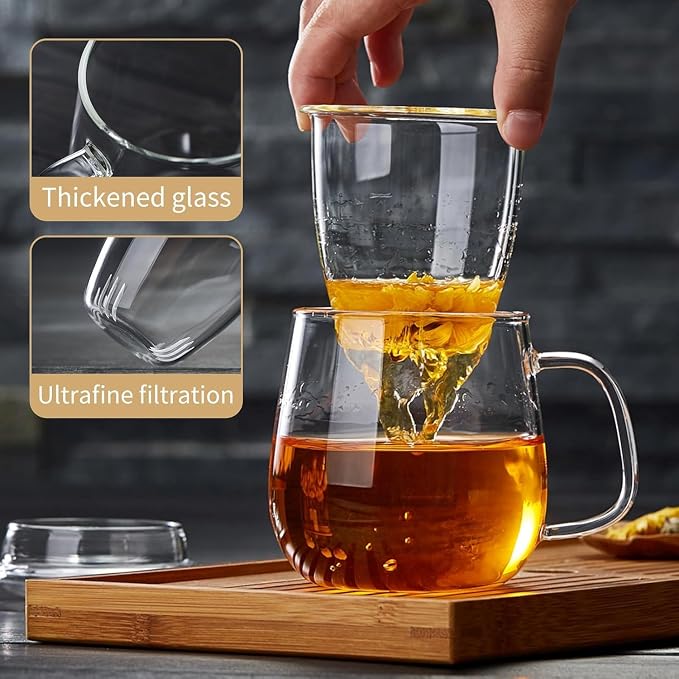 DOPUDO Large Glass Tea Cup, 34 oz Borosilicate Glass Tea Mug - Image 3