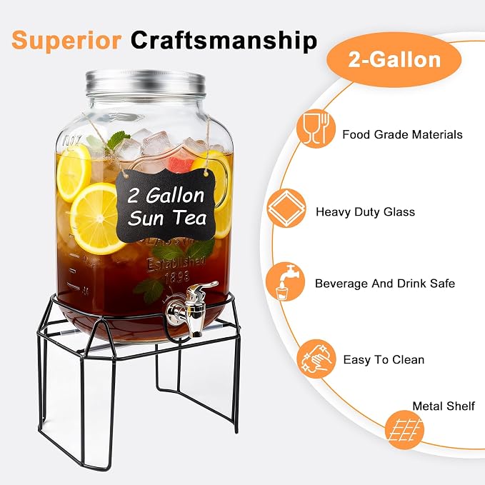2 Gallon Glass Drink Dispensers - Image 3