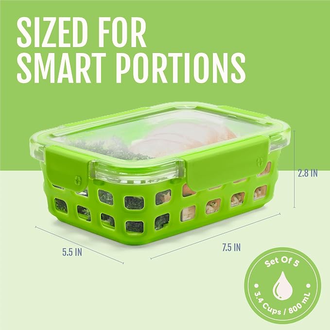 Ello Duraglass 3.4 Cup Meal Prep Sets 10Pc, 5 Pack Set- Glass Food Storage - Image 4