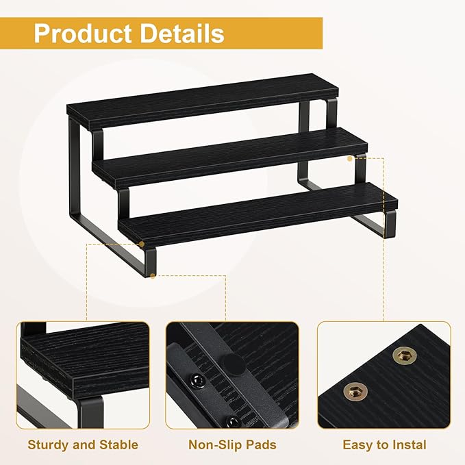Giikin 3 Tier Spice Rack, Cabinet Organizer Shelf Kitchen Counter Storage - Image 7
