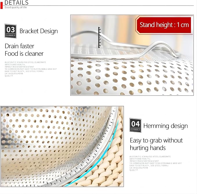 GREATLINK Stainless Steel Colander and Fine Mesh Strainer - Image 5