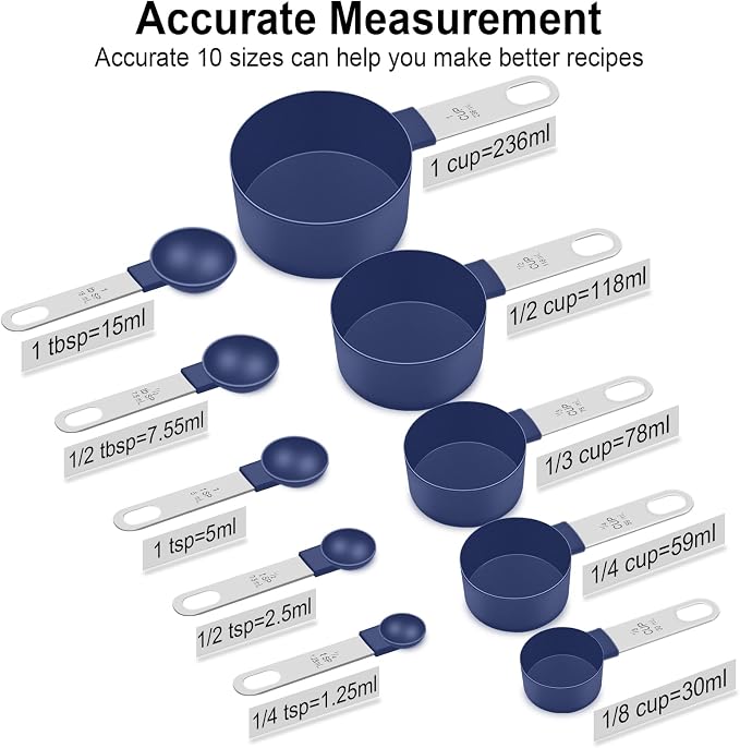 Measuring Cups and Spoons Set, 10 Pieces Nesting Measure Cups and Spoons - Image 2