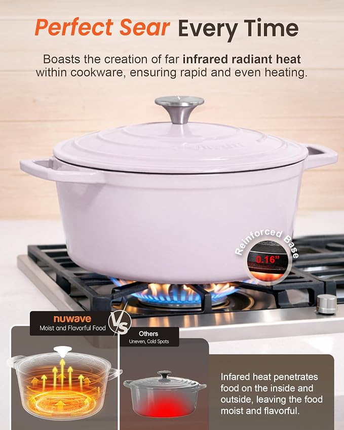 Nuwave 6QT Healthy Enameled Cast Iron Dutch Oven Pot - Image 4