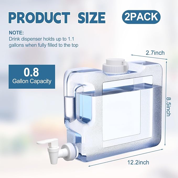 Funnymoom 2 Pack 0. 8 Gallon Fridge Water Dispensers Bottle - Image 2