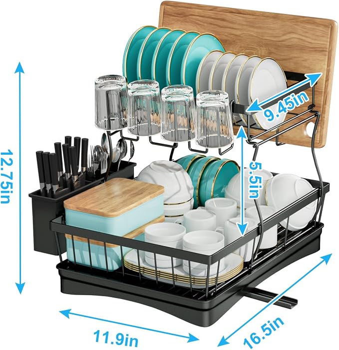 7 code Large Dish Drying Rack for Kitchen Counter, Detachable Large Capacity - Image 3