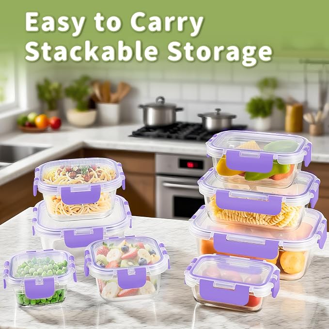 HOMBERKING 8 Pack Glass Food Storage Containers - Image 3