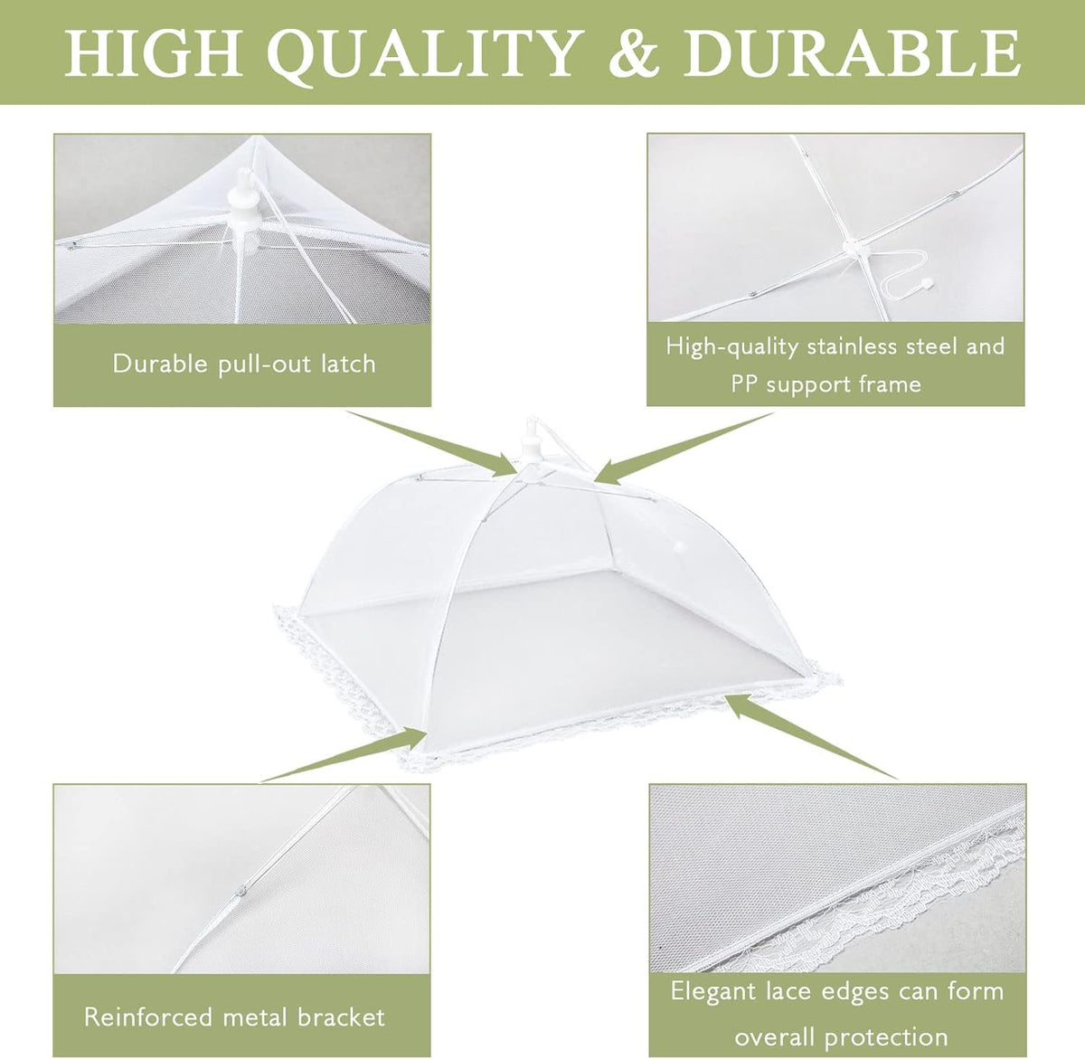 7Pack Various Size (40x24*1,17x17*2,14x14*2,12x12*2) Pop-up Food Tents