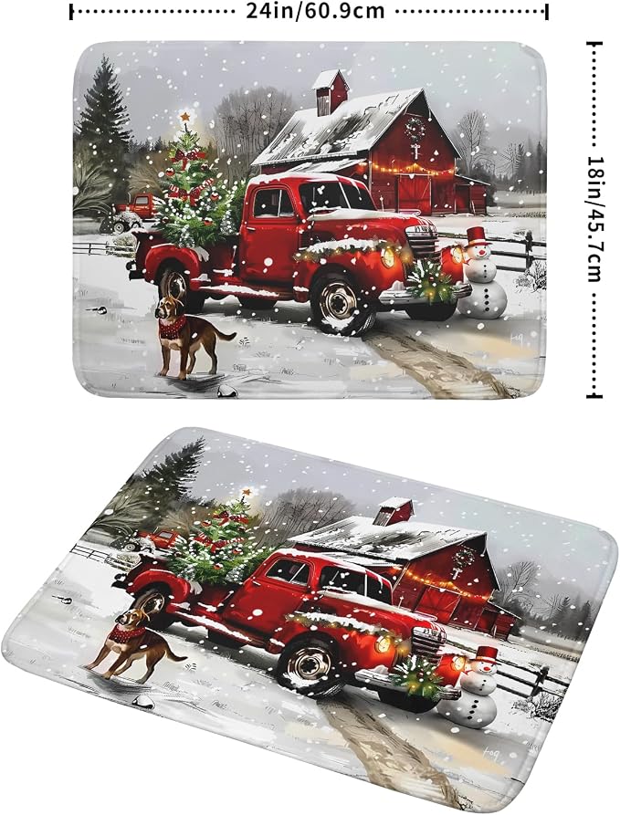 Christmas Red Truck Dish Drying Mat - Image 2