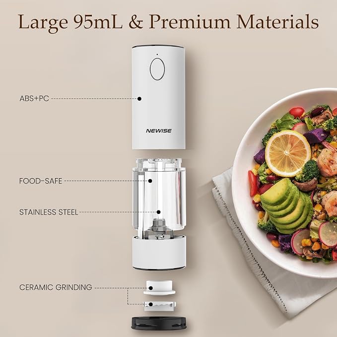 Electric Salt and Pepper Grinder Set, Adjustable Coarseness & LED Light - Image 5