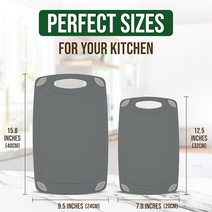 AXIOM CREATIONS 2-Piece Reversible Cutting Board Set Made from Natural Food - Image 3