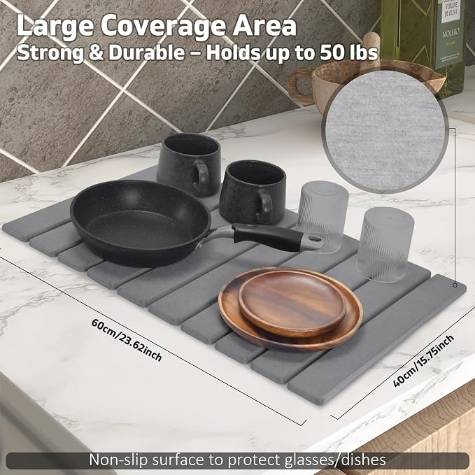 Large Stone Dish Drying Mats for Kitchen Counter, Eco-Friendly Absorbent - Image 4
