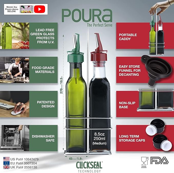 Poura Vinegar and Olive Oil Bottle Drizzler Set - Image 3