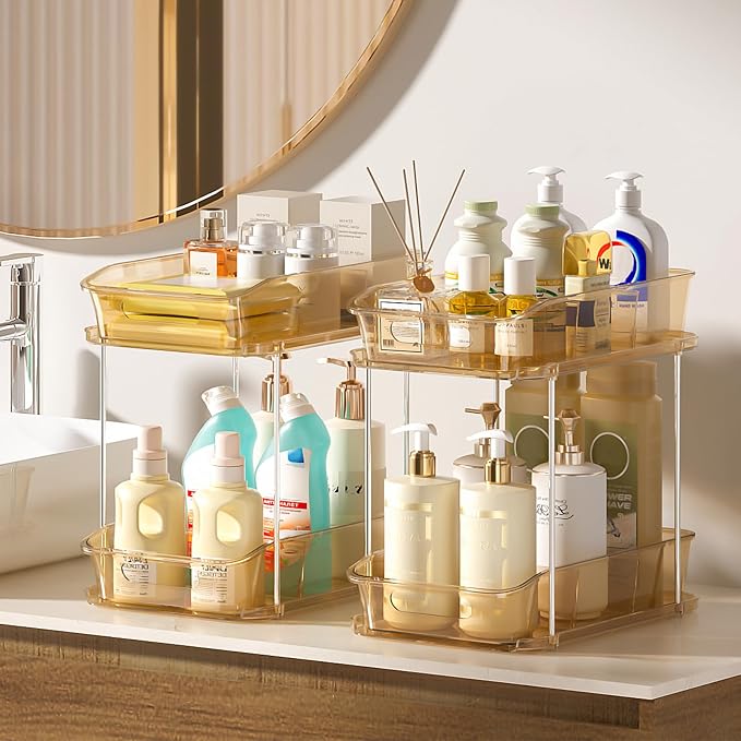 Delamu 2-Tier Under Sink Organizers and Storage, Pull Out Kitchen Pantry - Image 6