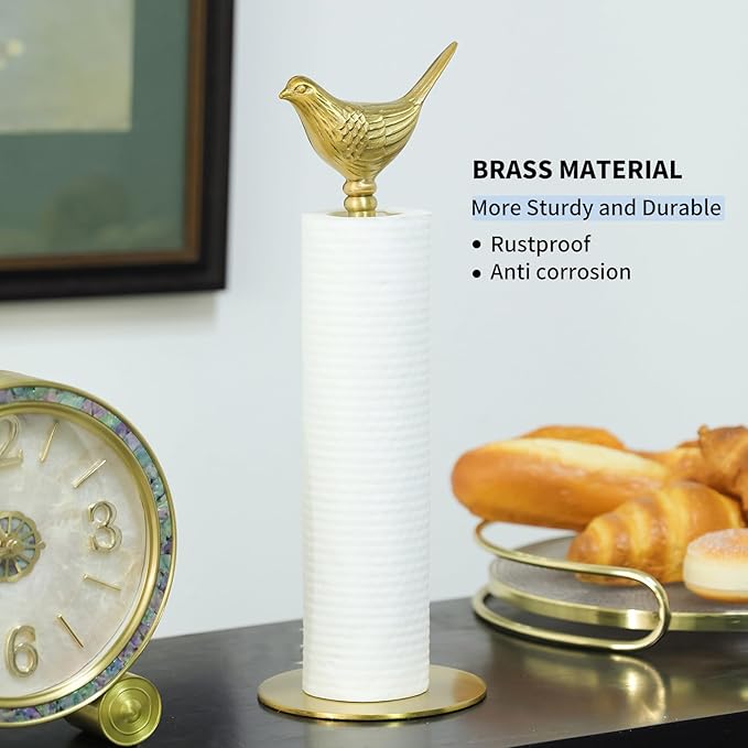 Luxurious Gold Paper Towel Holder Countertop, Brass Paper Towel Holder - Image 3