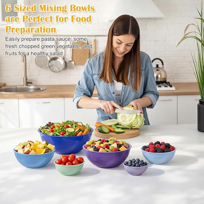 LemonRoad 6 Pcs Plastic Mixing Bowl Set - Image 5