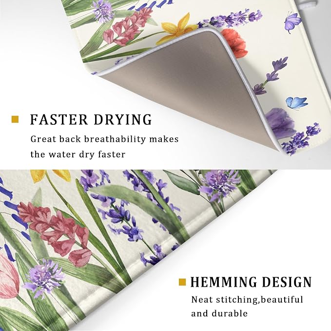 Spring Summer Floral Dish Drying Mat - Image 3