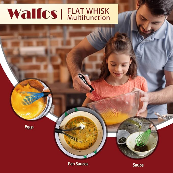 Walfos Whisk, Whisks for Cooking Non Scratch.Silicone Whisk Set of 4 Kitchen - Image 9