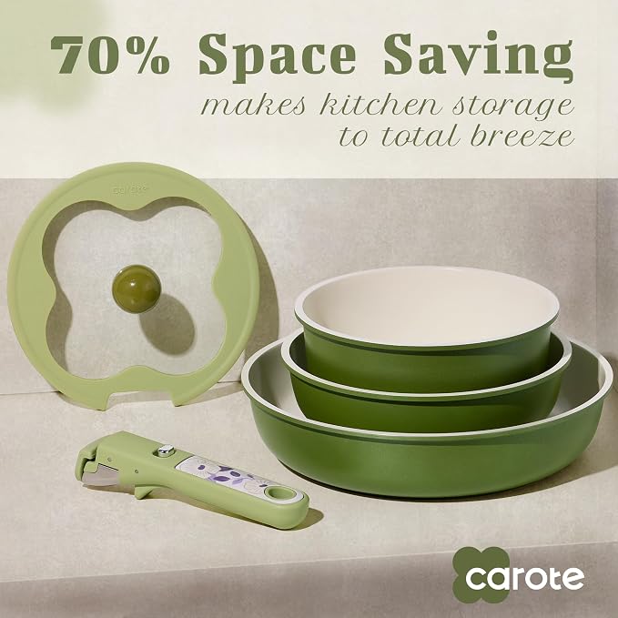 CAROTE 11pcs Ceramic Cookware Set, Pots and Pans Set Non stick, Induction - Image 3