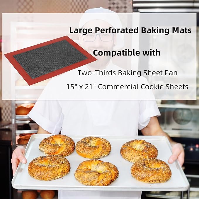 Perforated Silicone Baking Mat for Two-Thirds Size Pan, Non-Stick Eclair Baking - Image 8