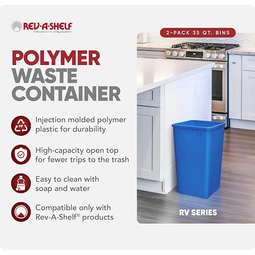 Rev-A-Shelf Polymer Replacement 35 Quart Trash Bin Recycle Waste Garbage - Image 2