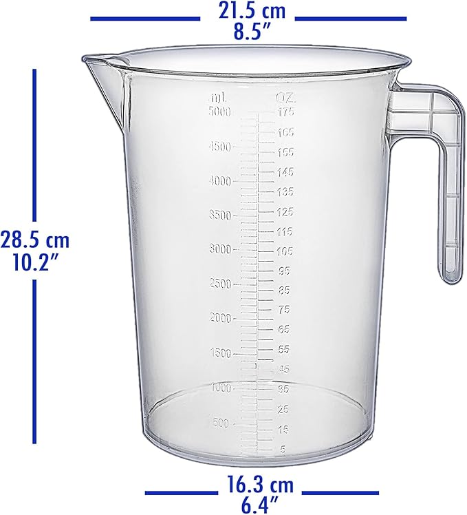 5 Liter Measuring Pitcher | 1.3 Gallon Shatterproof Plastic Large Graduated - Image 8