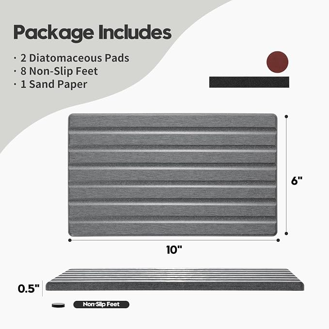 Razborci 2PCS Water Absorbing Stone Drying Tray Mat - Image 3