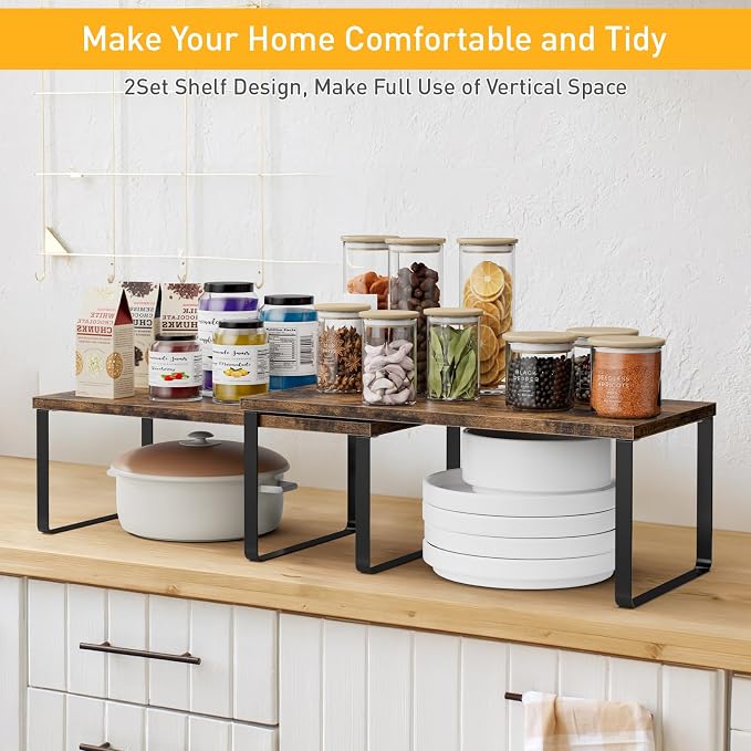 OGEMXU Cabinet Shelf Organizers, 15.7 inches Large Kitchen Counter Shelf - Image 3