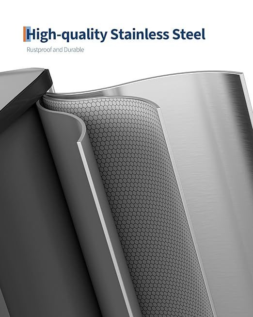 Garvee Triple Kitchen Trash Can, 3 x 4 Gal Stainless Steel Recycling Bin Combo - Image 3