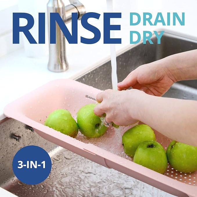 BLUE GINKGO Over the Sink Colander Strainer Basket - Image 3