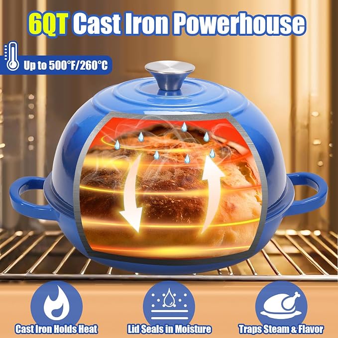 6QT Enameled Cast Iron Dutch Oven - Image 4