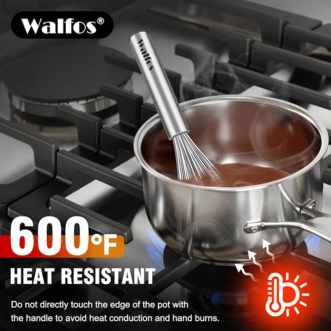 Walfos Mini Whisk, 6+8 in Small Whisk, 304 Stainless steel Whisks Heat - Image 6
