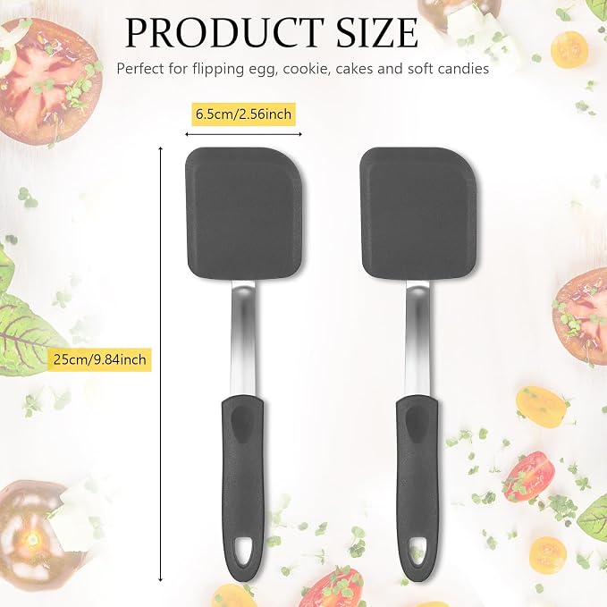 Silicone Cookie Spatula Turner 2 Pack Mini Brownie Spatula Flexible Kitchen - Image 2