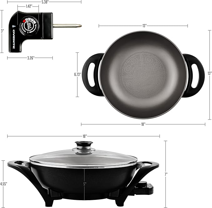 OVENTE Electric Wok with Nonstick Coating, 13 Inch Family-Sized Skillet - Image 6