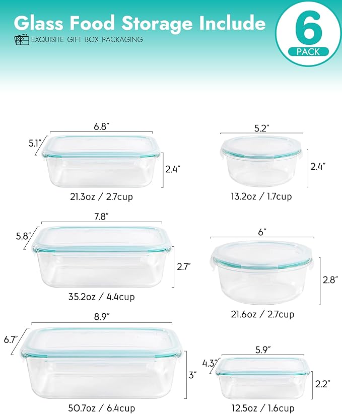 6-Pack Borosilicate Glass Food Storage Containers Set - Image 8