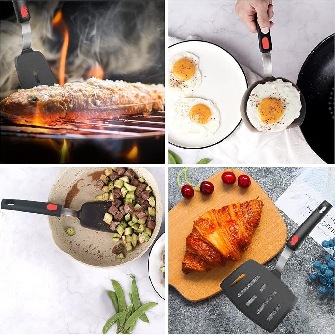 Silicone Spatula Turner Set of 4, Wiztoynia 600°F Heat Resistant Cooking - Image 6