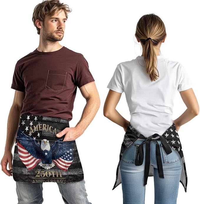 Server Apron with 3 Pockets, Waterproof Oil Waitress Waiter Half Apron - Image 3