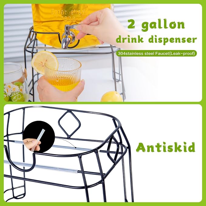 2 Gallon Glass Drink Dispenser - Image 6