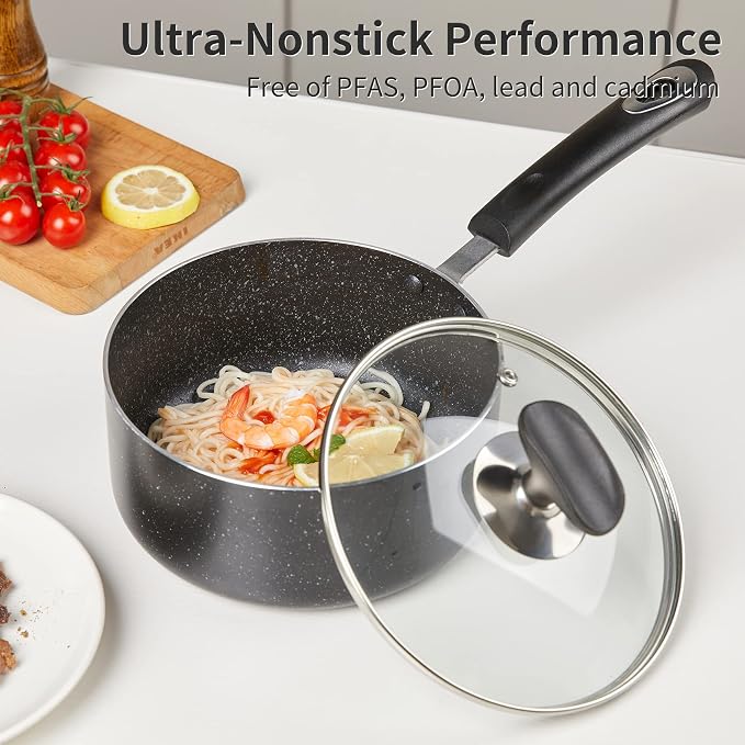 Nonstick Saucepan Set with Lid, Non Stick 1.5QT & 2.5QT Sauce Pan Set with - Image 6