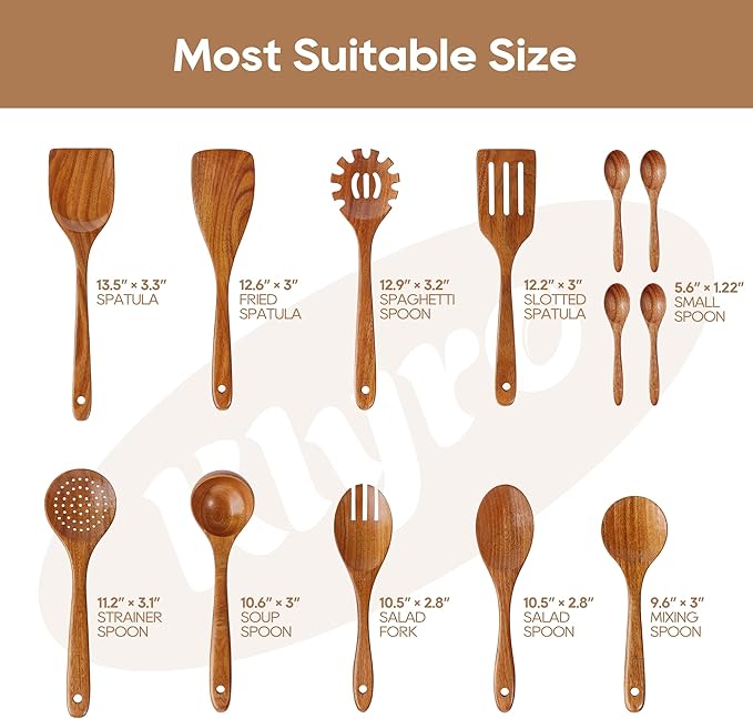 KLYRO 13 Pcs Wooden Cooking Utensil Set - Image 6