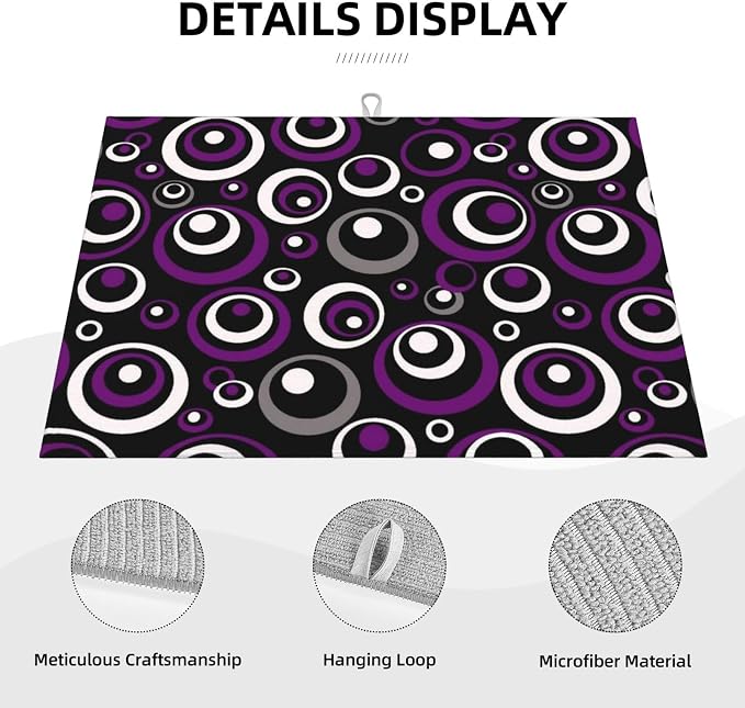 Purple Black White Geometric Circle Pattern Dish Drying Mat - Image 5