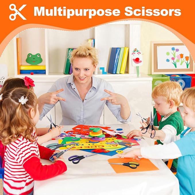 Scissors for Office School Supplies, Hnncugty 8" Scissors All Purpose Bulk Set - Image 2