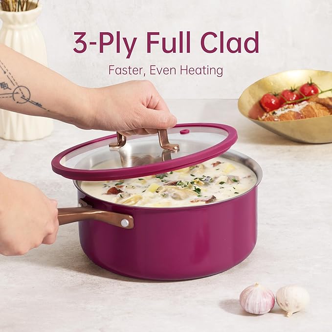 CAROTE 1.5Qt & 3.0Qt Stainless Steel Saucepan Set - Image 5