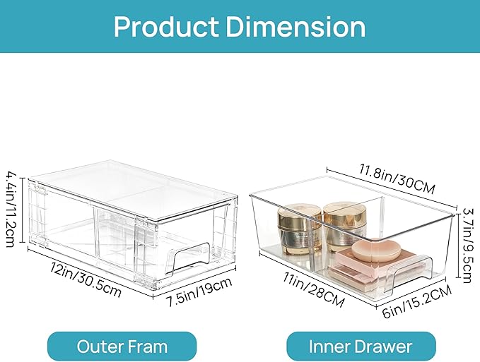 Vtopmart 2 Pack Stackable Storage Drawers, Easily Assemble Containers - Image 3