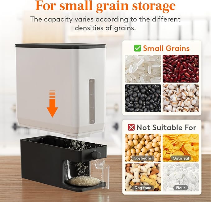 Lifewit 2 Pack Rice Dispenser 25 Lbs, Rice Storage Container Sealed Moisture - Image 5