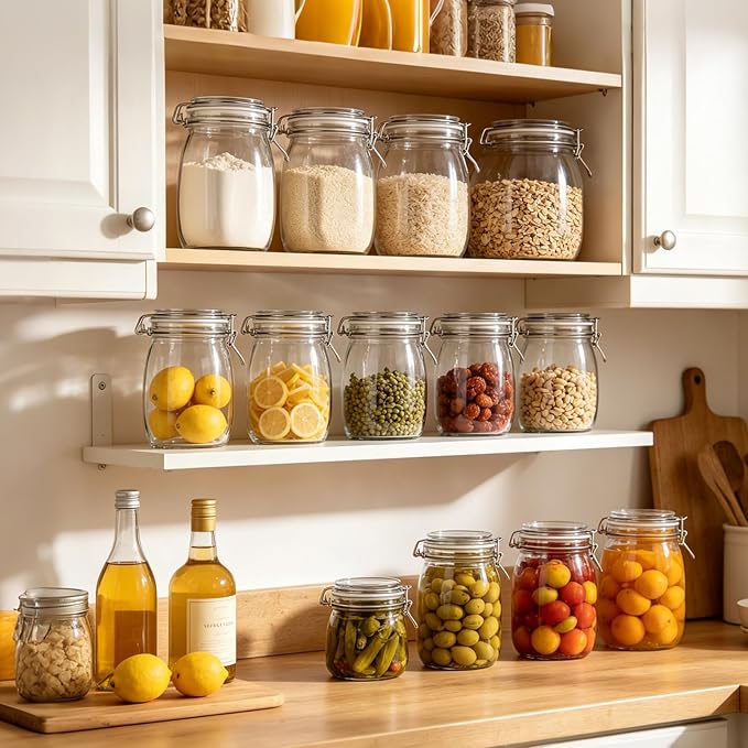Glass Storage Jars with Airtight Lids Set of 6, Flour Sugar Coffee Beans Cereal - Image 8